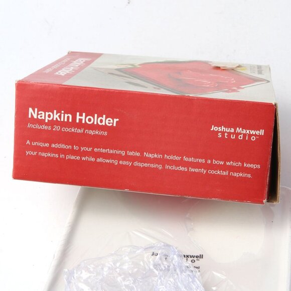 Joshua Maxwell Studio Christmas Napkin Holder Ceramic Holiday Festive Holly Red - Picture 6 of 6